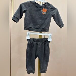 Kids Charcoal Heart Sweatpants Set